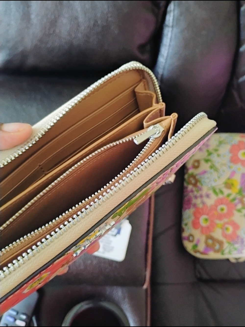 Coach Floral Zip Wallet in Pink with Multi-Colored Flowers - Picture 3 of 4